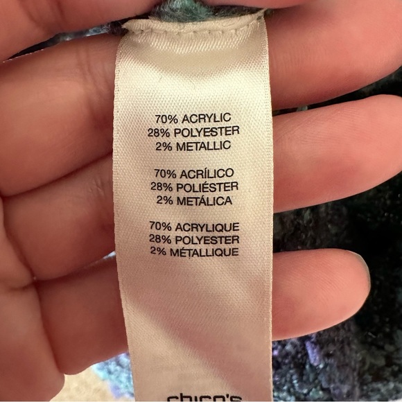 Chicos Women M  Long Sleeveless Cardigan Sweater Purple Duster Jewel Tones Knit - Picture 7 of 11